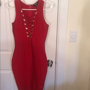 Red Hera shaped mid dress